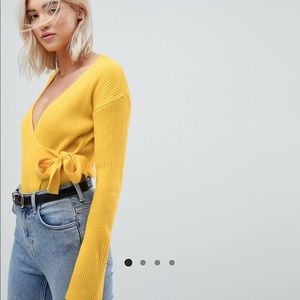 Asos Yellow Wrap Sweater in Women